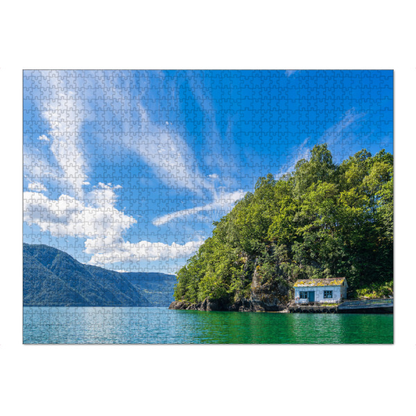 Puzzle Ravensburger "Hütte am Åkrafjord" artboxONE - Natur,Reise,Architektur,Reise / Strand und Meer,Reise / Länder