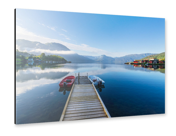 Alu-Dibond "Åkrafjord am Morgen" 30x20 cm artboxONE