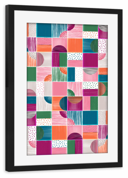 Poster mit Rahmen schwarz "Painted Modern Tiles Kid Party" artboxONE - Abstrakt,Geometrie