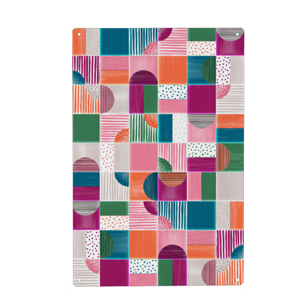 Metall Poster "Painted Modern Tiles Kid Party" artboxONE - Abstrakt,Geometrie