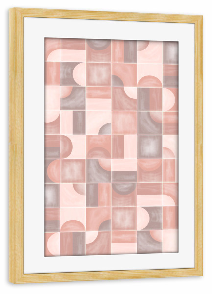 Poster mit Rahmen kiefer "Weiche Tonfliesen" artboxONE - Abstrakt,Geometrie