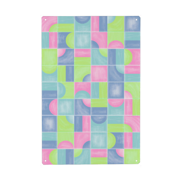 Holzbild "Weiche Fluo-Fliesen" artboxONE - Abstrakt,Geometrie