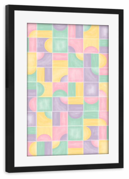 Poster mit Rahmen schwarz "Weiche Bonbonfliesen" artboxONE - Abstrakt,Geometrie