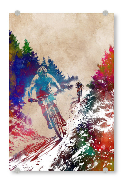 Acrylglasbild "Mountainbiker-Sportkunst B" artboxONE - Sport,Sport / Sommerspiele - Fahrrad,Radfahren,Fahrrad,Biker,Radfahrer,Grafik