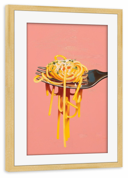 Poster mit Rahmen kiefer "Spagetti Liebe" artboxONE - Essen & Trinken,Abstrakt,Reise / Strand und Meer