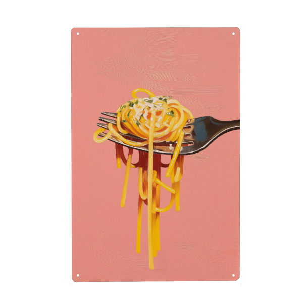 Metall Poster "Spagetti Liebe" artboxONE - Essen & Trinken,Abstrakt,Reise / Strand und Meer