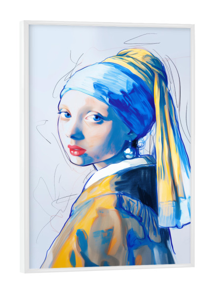 Poster mit weißem Rahmen "Mädchen mit Perlenohrringen Kunst" artboxONE - Abstrakt,Menschen