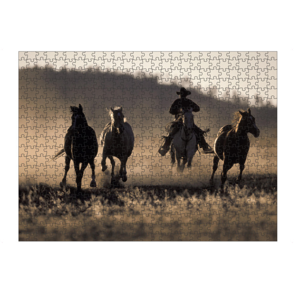 Puzzle Ravensburger "Rancher's Ride" artboxONE - Tiere,Menschen - Sepia,Cowboy,Pferd,Pferde,Western - Bild sepia