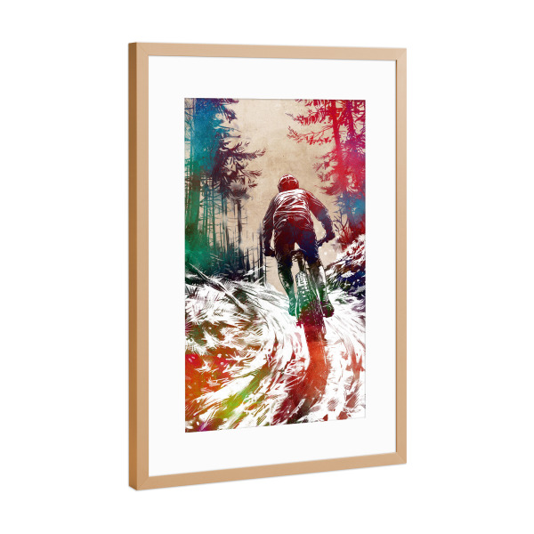 Poster mit Rahmen Kupfer "Mountainbiker-Sportkunst C" artboxONE - Sport,Sport / Sommerspiele - Fahrrad,Radfahren,Fahrrad,Biker,Radfahrer,Grafik