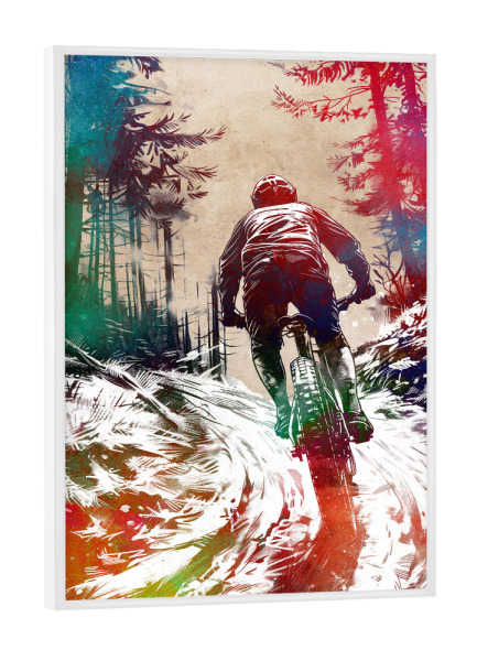 Poster mit weißem Rahmen "Mountainbiker-Sportkunst C" artboxONE - Sport,Sport / Sommerspiele - Fahrrad,Radfahren,Fahrrad,Biker,Radfahrer,Grafik