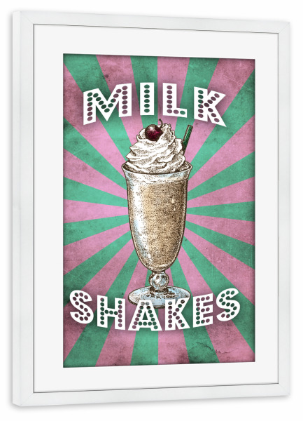 Poster mit Rahmen weiß "Milkshakes Retro" artboxONE - Reise,Essen & Trinken,Reise / Länder,Für Mama