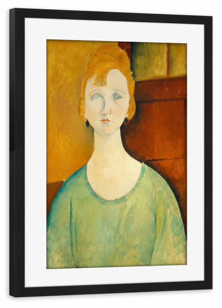 Poster mit Rahmen schwarz "Mädchen in einer grünen Bluse" artboxONE - Menschen,Liebe,Für Mama,Für Papa