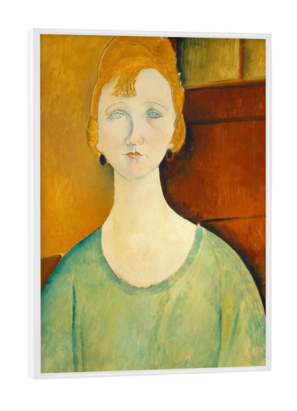 Poster mit weißem Rahmen "Mädchen in einer grünen Bluse" artboxONE - Menschen,Liebe,Für Mama,Für Papa