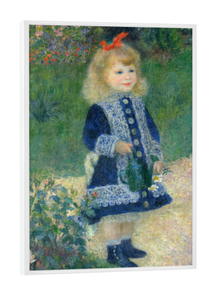 Poster mit weißem Rahmen "Ein Mädchen mit einer Gießkanne" artboxONE - Für Kinder,Menschen,Liebe,Für Mama,Für Papa