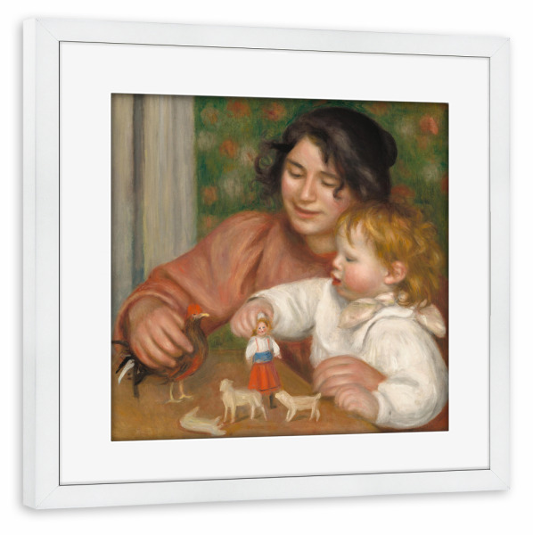 Poster mit Rahmen weiß "Kind mit Spielzeug" artboxONE - Für Kinder,Menschen,Liebe,Für Mama,Für Papa