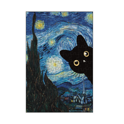 Starry night black cat