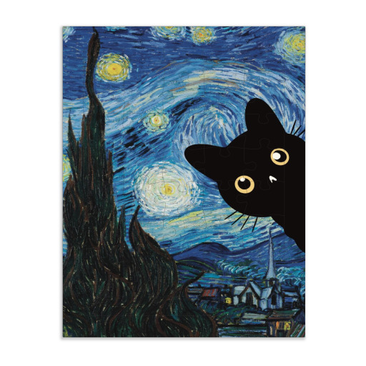 Starry night black cat