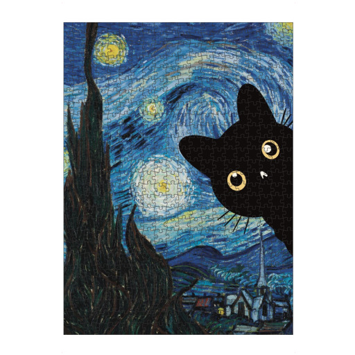 Starry night black cat