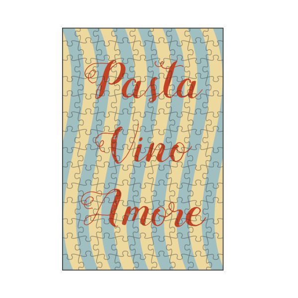 artboxONE Puzzle "Pasta Vino Amore" artboxONE - Typografie,Reise - Italien,Pasta,Nudeln,Küche,Wein,Liebe,Gelb,Türkis,Rot,Urlaub,Mediterran