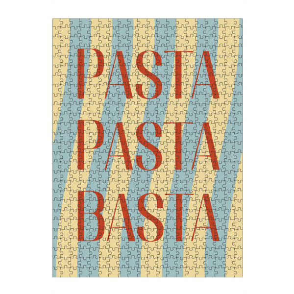 Puzzle Ravensburger "Pasta Pasta Basta" artboxONE - Typografie,Reise - Nudeln,Küche,Pasta,Italien,Italienisch,Verspielt,Modern,Türkis,Gelb,Rot