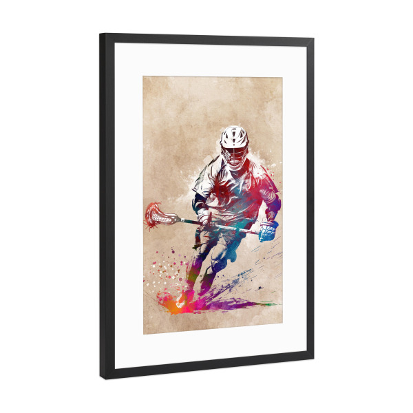 Poster mit Rahmen Schwarz (Metallic) "Lacrosse-Sportkunst F" artboxONE - Sport,Sport / Sommerspiele