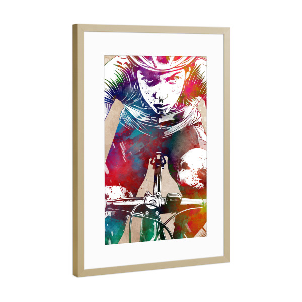Poster mit Rahmen Gold "Fahrradsport Sport M" artboxONE - Sport,Sport / Sommerspiele - Fahrrad,Radfahren,Fahrrad,Biker,Radfahrer,Grafik