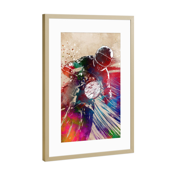 Poster mit Rahmen Gold "Motorsport Kunst K" artboxONE - Sport / Motorsport,Sport - Motor,Motoren,Sport,Motorsport,Motorrad
