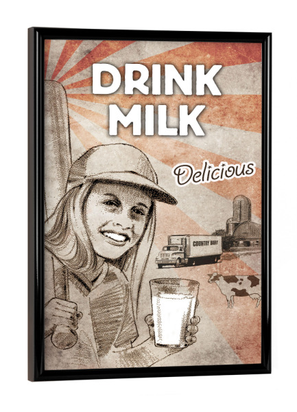 Poster mit schwarzem Rahmen "Milch Retro" artboxONE - Essen & Trinken,Für Mama