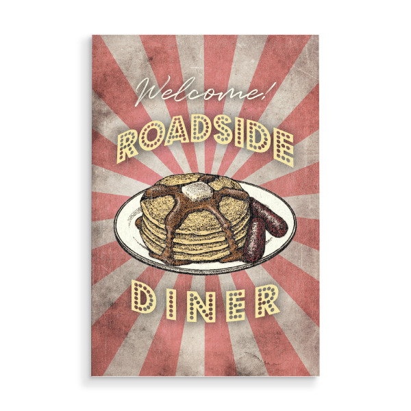 Holzbild "Diner Retro" artboxONE - Reise,Essen & Trinken,Reise / Länder,Für Mama,Für Papa