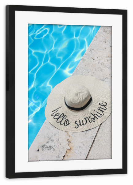 Poster mit Rahmen schwarz "Hello Sunshine Pool Art" artboxONE - Reise,Reise / Strand und Meer,Marmor
