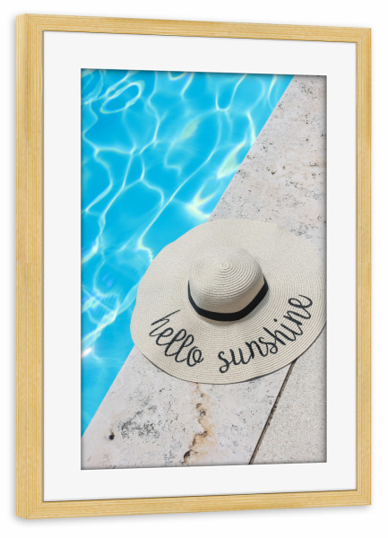 Poster mit Rahmen kiefer "Hello Sunshine Pool Art" artboxONE - Reise,Reise / Strand und Meer,Marmor