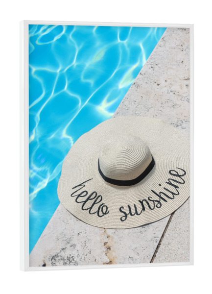 Poster mit weißem Rahmen "Hello Sunshine Pool Art" artboxONE - Reise,Reise / Strand und Meer,Marmor