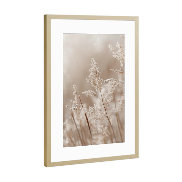Poster mit Rahmen Gold "Trocken Gräser Pastell" artboxONE - Natur,Floral