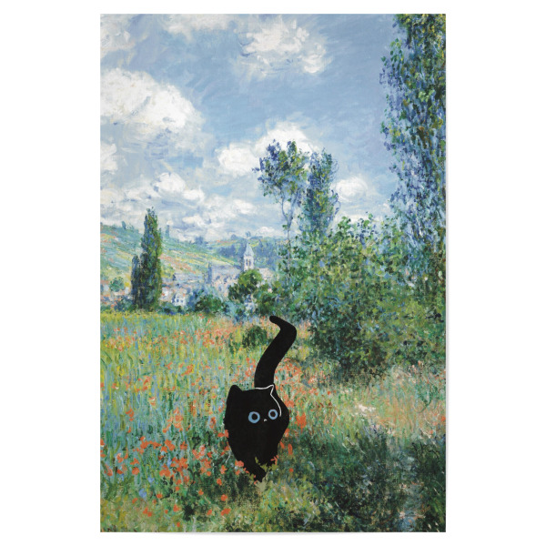 Poster "Cat In The Field" artboxONE - Natur,Tiere - Animal,Modern art,Parody,Humor,Black cat,Contemporary