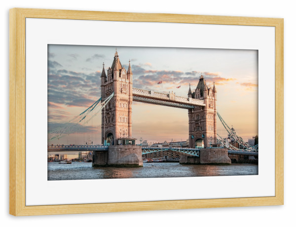 Poster mit Rahmen kiefer "The Tower Bridge at sunset" artboxONE - Städte,Städte / London,Reise,Architektur,Reise / Länder