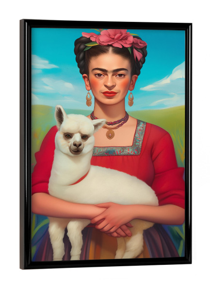 Poster mit schwarzem Rahmen "Frida Love Alpacas" artboxONE - Floral,Tiere,Menschen
