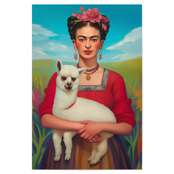 Poster "Frida Love Alpacas" artboxONE - Floral,Tiere,Menschen