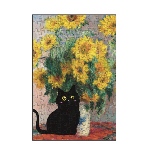 Black Cat With Sunflowers