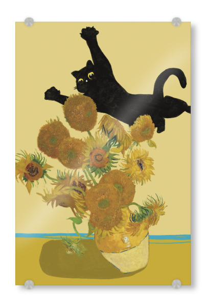 Acrylglasbild "Cat In Sunflowers" artboxONE - Floral,Tiere