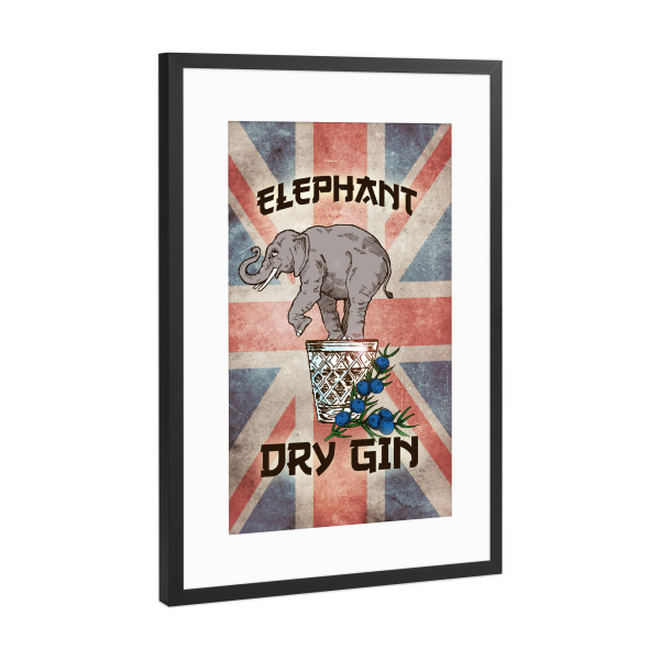 Poster mit Rahmen Schwarz (Metallic) "Gin Vintage" artboxONE - Für Papa,Männer,Essen & Trinken / Alkohol