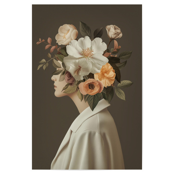 Poster 30x20 cm "Vintage Blumenkopf" artboxONE - Floral,Menschen,Fashion
