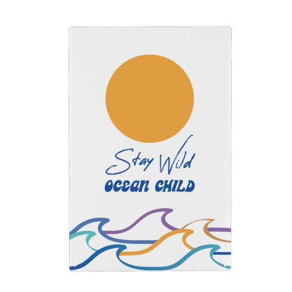 Holzbild "Ocean Child farbig" artboxONE - Natur,Reise - Ozean,Welle,Surfen,Meer,Wasser,Reise,Abstrakt,Illustration,Sonne,Wild