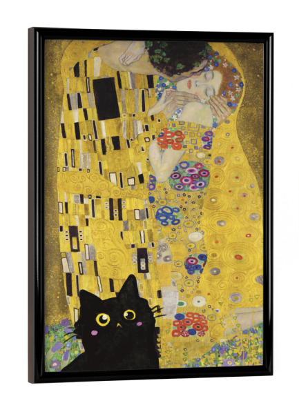 Poster mit schwarzem Rahmen "Kiss Of The Cat" artboxONE - Tiere,Menschen