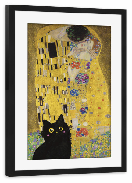 Poster mit Rahmen schwarz "Kiss Of The Cat" artboxONE - Tiere,Menschen