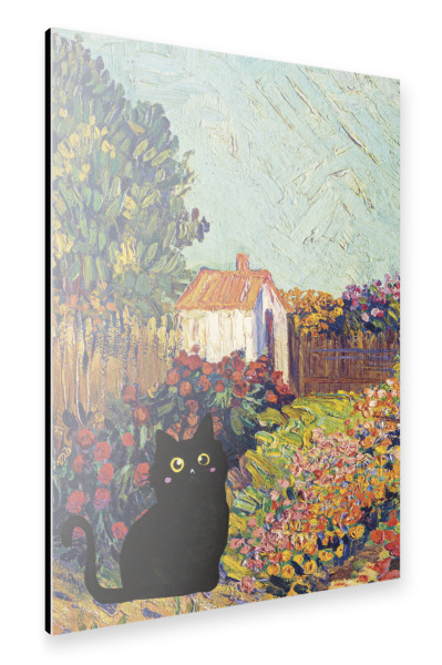 Alu-Dibond "Cat In The Garden colorful" 30x20 cm artboxONE