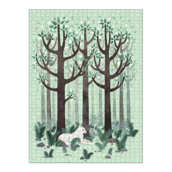 Puzzle Ravensburger "Weißer Wolf im Wald" artboxONE - Natur,Tiere