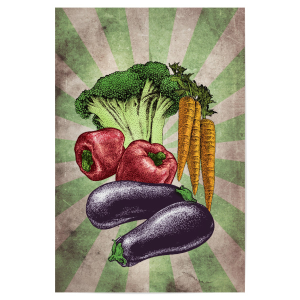 Poster 30x20 cm "Gemüse Retro" artboxONE - Essen & Trinken,Für Mama,Essen & Trinken / Obst & Gemüse
