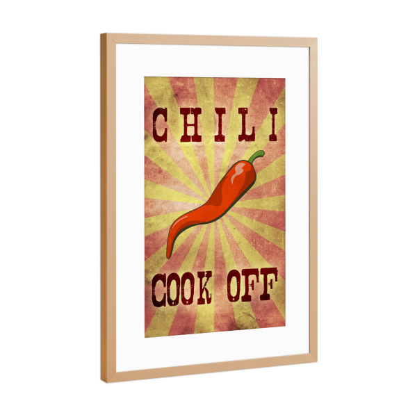 Poster mit Rahmen Kupfer "Chili Cook-off vintage" artboxONE - Essen & Trinken,Für Mama,Für Papa,Männer,Essen & Trinken / Obst & Gemüse