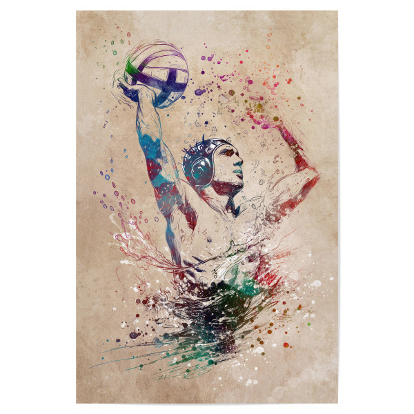 Poster 30x20 cm "Wasserball-Sportkunst F" artboxONE - Sport,Sport / Motivation - Wasserball,Wasserball,Sport,Sport,Schwimmer,Ball