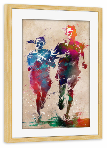 Poster mit Rahmen kiefer "Laufsportkunst G" artboxONE - Sport,Sport / Motivation - Läufer,Läufer,Laufen,Olympische spiele,Sport,Sport